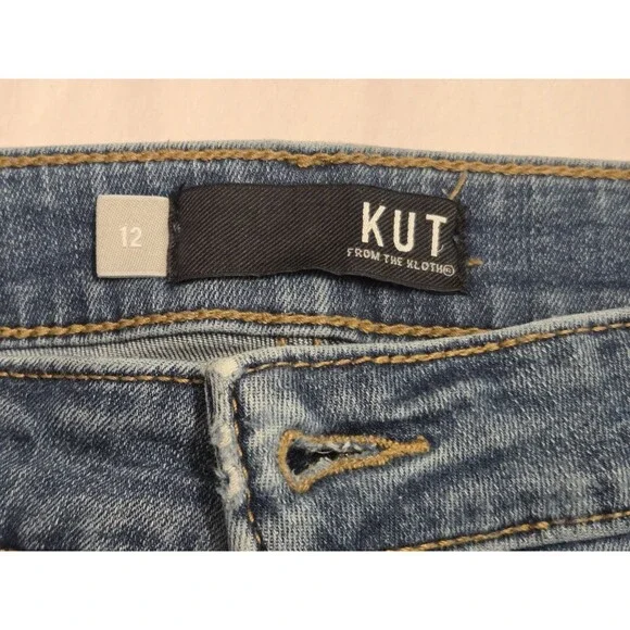 KUT From The Kloth Jeans Womens 12 Button Fly High Rise Raw Hem Ankle Stretch - Picture 5 of 12